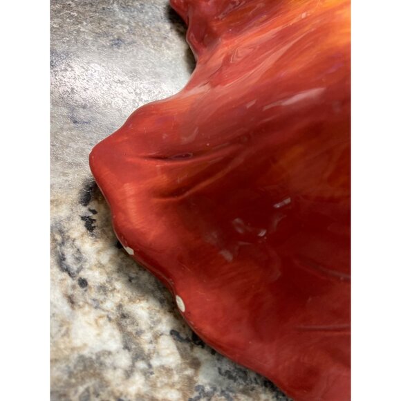 Vintage Leaf Shaped Ceramic Bowl | Fall Decor | Autumn Glazed Centerpiece Dish - Picture 6 of 11